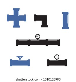 Water pipes and taps vector silhouette. Pipe fittings vector icons set