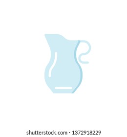 Water Pitcher Flat Icon, Vector Sign, Empty Jug Colorful Pictogram Isolated On White. Symbol, Logo Illustration. Flat Style Design