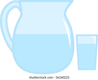 Water Pitcher And Glass