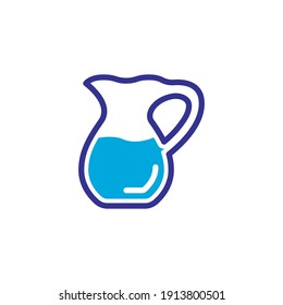 Water Pitcher Icon Vector Color Style Design