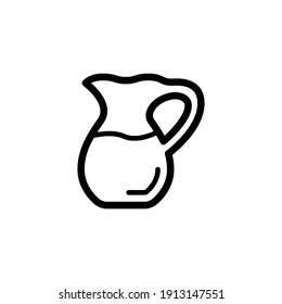 Water Pitcher Icon Vector Line Art Design Editable Stroke