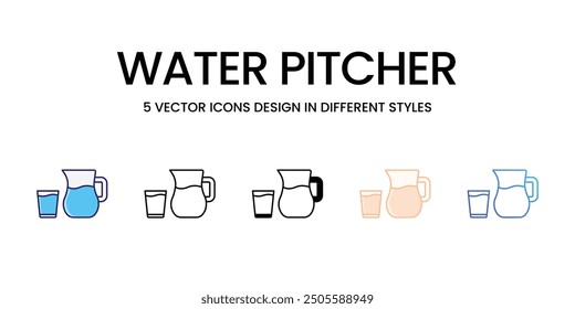 Water Pitcher icons vector set stock illustration