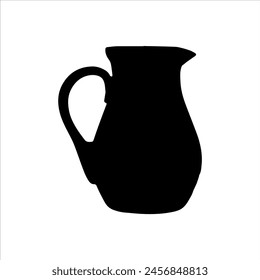 Water pitcher silhouette isolated on white background. Pitcher icon vector illustration.