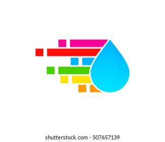 Water Pixel Logo Design Template Element