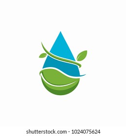 water and plant brand logo vector design