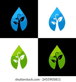 Vector de diseño de logotipo de agua y planta 