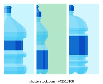 Water plastic bottle cards vector transparent mineral beverage blank refreshment nature blue clean liquid aqua fluid template illustration.
