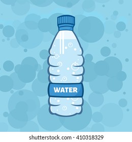Water Plastic Bottle Cartoon Illustration. Vector Illustration With Background