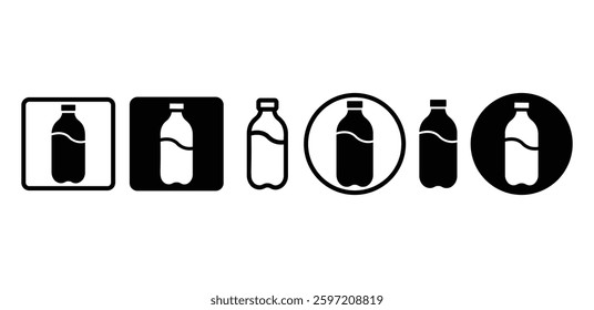 Water Plastic Bottle Drink Icons Vector Design Illustration Set