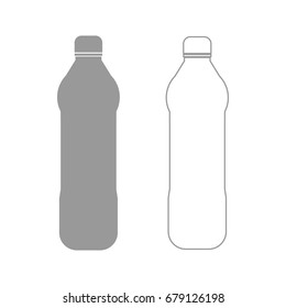 Water plastic bottle grey set icon .
