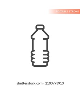 Water plastic bottle line vector icon. Outlined, editable stroke symbol.