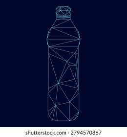 Water plastic bottle low poly triangulation triangulated polygonal electric cyan blue vibrant aqua neon color vector illustration image outline contour line style