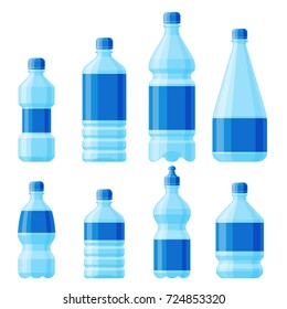 Water plastic bottle vector transparent mineral beverage blank refreshment nature blue clean liquid aqua fluid template illustration.