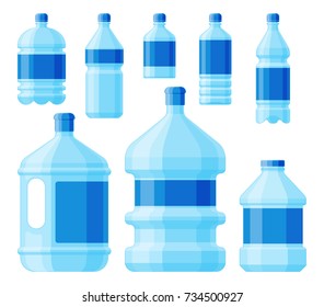 Water plastic bottle vector transparent mineral beverage blank refreshment nature blue clean liquid aqua fluid template illustration.