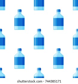 Water plastic bottle vector transparent mineral beverage blank refreshment seamless pattern background aqua fluid illustration.