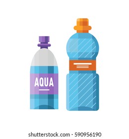 Water plastic sport bottle transparent mineral beverage blank refreshment nature clean liquid and element aqua fluid template vector illustration.