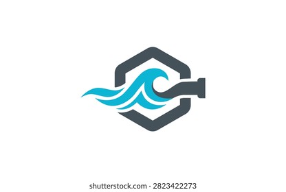 Water Plug Logo Design for Plumbing Utility Services
