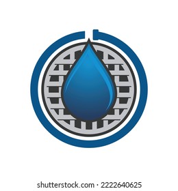 water plumbing circle logo template