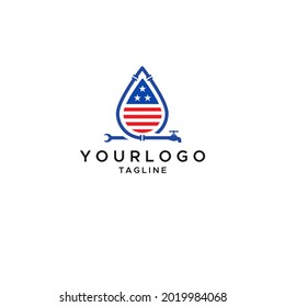 Logo-Vorlage für Wasserinstallationen, Wasserlogo, Klempnerlogo