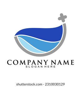 Water and plus symbol vector logo