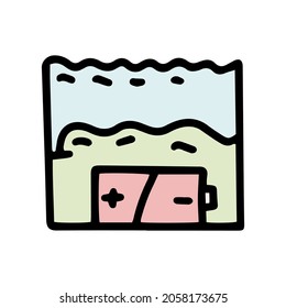 water poisoning with batteries color vector doodle simple icon