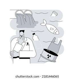 Water pollution abstract concept vector illustration. Water contamination, prevention of ocean pollution, environmental impact, river system degradation, illegal waste dumping abstract metaphor.
