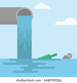 Water pollution concept. Dirty water pipe from factory