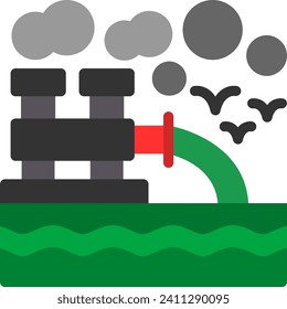 Water pollution Flat Vector Icon Design