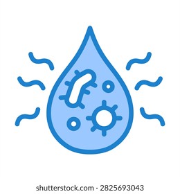 Water Pollution Icon With Blue Color For Environmental sustainability