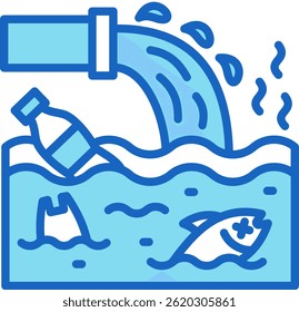 Water Pollution Icon Blue Vector Illustration