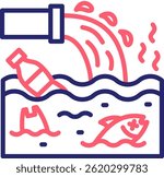 Water Pollution Icon Color Vector Illustration