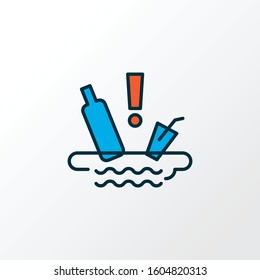 Water pollution icon colored line symbol. Premium quality isolated ecology problem element in trendy style.