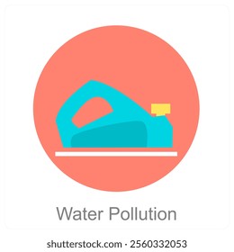 Water Pollution and pollution icon concept