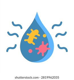 Water Pollution Icon - Flat Color Icons For Environmental sustainability