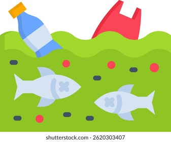 Ilustración vectorial plana del icono de la contaminación del agua