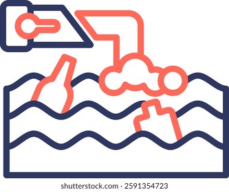 Water Pollution Icon Line Color Vector Illustration