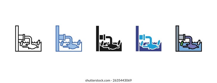Icono de contaminación del agua establece colección multi estilo