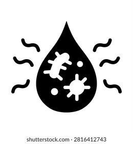 Water Pollution Icon - Solid Black Glyph Icons For Environmental sustainability