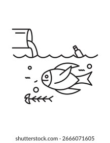 Wasserverschmutzung Symbol, Vektor beste Linie Symbol.