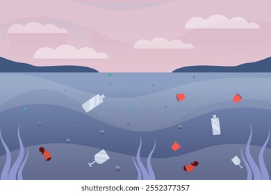 projeto de ilustração de poluição da água em estilo gradiente