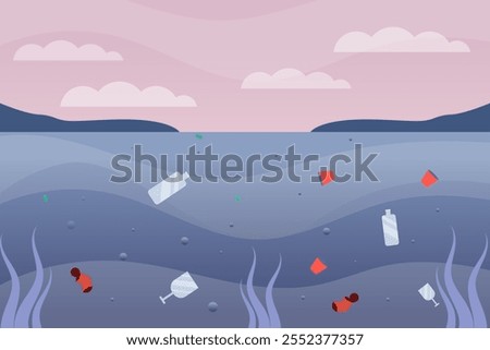 water pollution illustration design in gradient style