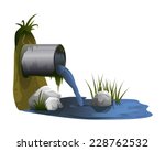 Water pollution from industrial pipe, ecological disaster, dirty toxic effluents, environmental pollution, eps10 isolated 