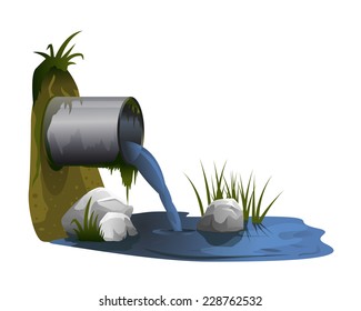 Water Pollution Industrial Pipe Ecological Disaster Stock Vector ...