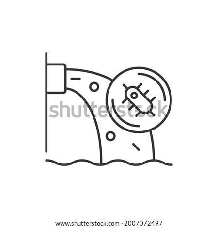 Water pollution linear icon. Water resources contamination. Toxic chemicals in groundwater. Thin line customizable illustration. Contour symbol. Vector isolated outline drawing. Editable stroke