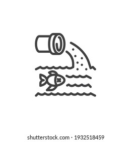 Water pollution pipe line icon. linear style sign for mobile concept and web design. Industrial pipe water pollution outline vector icon. Symbol, logo illustration. Vector graphics