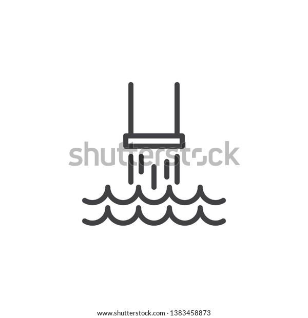 水質汚染パイプラインのアイコン モバイルコンセプトとウェブデザイン用の線形スタイル記号 パイプから海の輪郭のベクター画像アイコンに産業廃棄物 環境汚染シンボル ロゴイラスト のベクター画像素材 ロイヤリティフリー