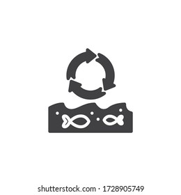 Water pollution recycle vector icon. filled flat sign for mobile concept and web design. Water cycle glyph icon. Symbol, logo illustration. Vector graphics
