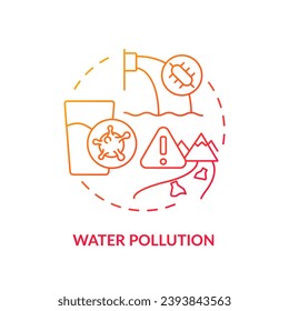 Water pollution red gradient concept icon. Contamination of waterbodies. Hydro source threat abstract idea thin line illustration. Isolated outline drawing