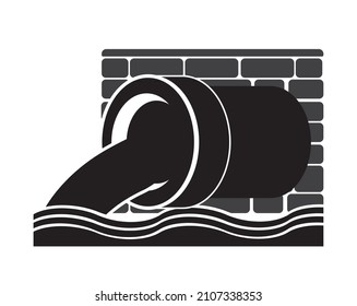 Water Pollution Symbol, Wastewater Icon Vector Illustration On White Background