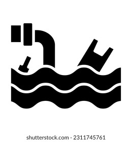 Water Pollution Vector Glyph Icon For Personal And Commercial Use.

